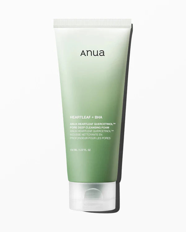 Anua Heartleaf Quercetinol Pore Deep Cleansing Foam 150ml — Korean BHA foam cleanser with heartleaf extract for deep pore cleansing, oil control and calm skin