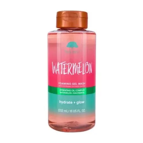 Tree Hut Watermelon Foaming Gel Wash 532ml bottle — hydrate + glow body wash with Watermelon, Niacinamide and Hydrating Oil Complex for bright, soft and hydrated skin