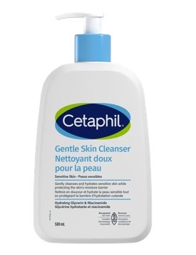Cetaphil Gentle Skin Cleanser 500ml pump bottle — dermatologist-recommended soap-free cleanser with Glycerin and Niacinamide for sensitive, dry and reactive skin
