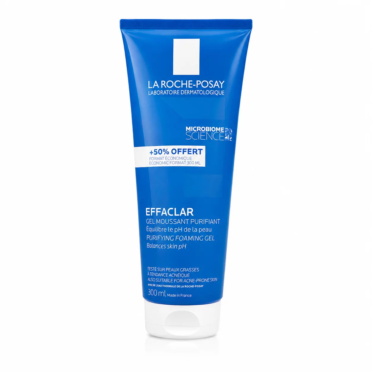 La Roche-Posay Effaclar Purifying Foaming Gel 300ml — dermatologist acne cleanser with Microbiome Science for pH balancing, deep pore purification and oil control for oily and acne-prone skin
