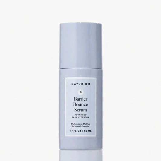 Naturium Barrier Bounce Serum 50ml lavender pump bottle — advanced skin hydrator with 5% Squalane, 2% Urea and Ceramide Complex for deep hydration, barrier repair and bouncy skin
