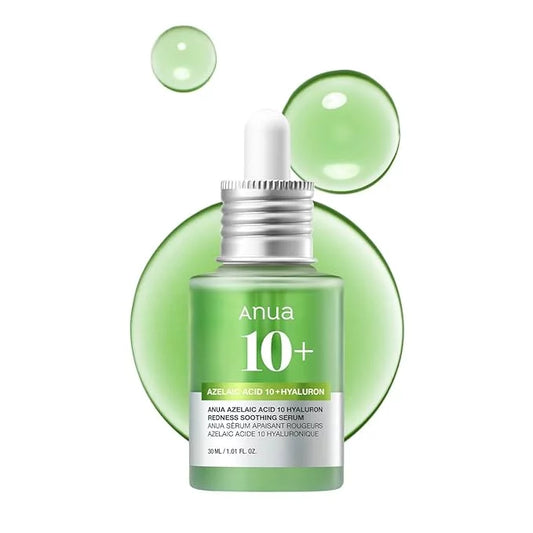 Anua Azelaic Acid 10 Hyaluron Redness Soothing Serum 30ml — Korean 10% azelaic acid and hyaluronic acid serum for redness relief, dark spot fading and hydration
