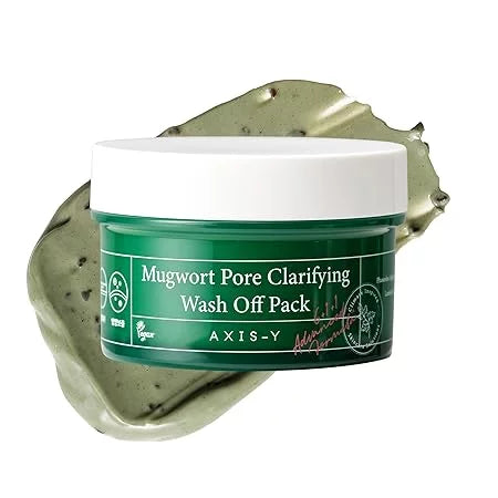 AXIS-Y Mugwort Pore Clarifying Wash Off Pack 100ml — Korean mugwort clay mask for deep pore cleansing, excess oil absorption and redness calming for oily and acne-prone skin
