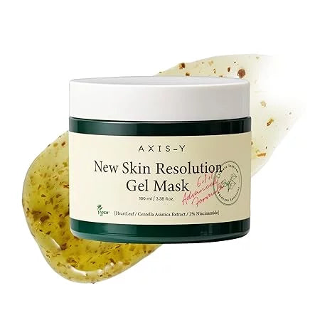 AXIS-Y New Skin Resolution Gel Mask 100ml — Korean soothing gel mask with Heart Leaf, Centella Asiatica Extract and Niacinamide for sensitive, reactive and acne-prone skin repair and brightening
