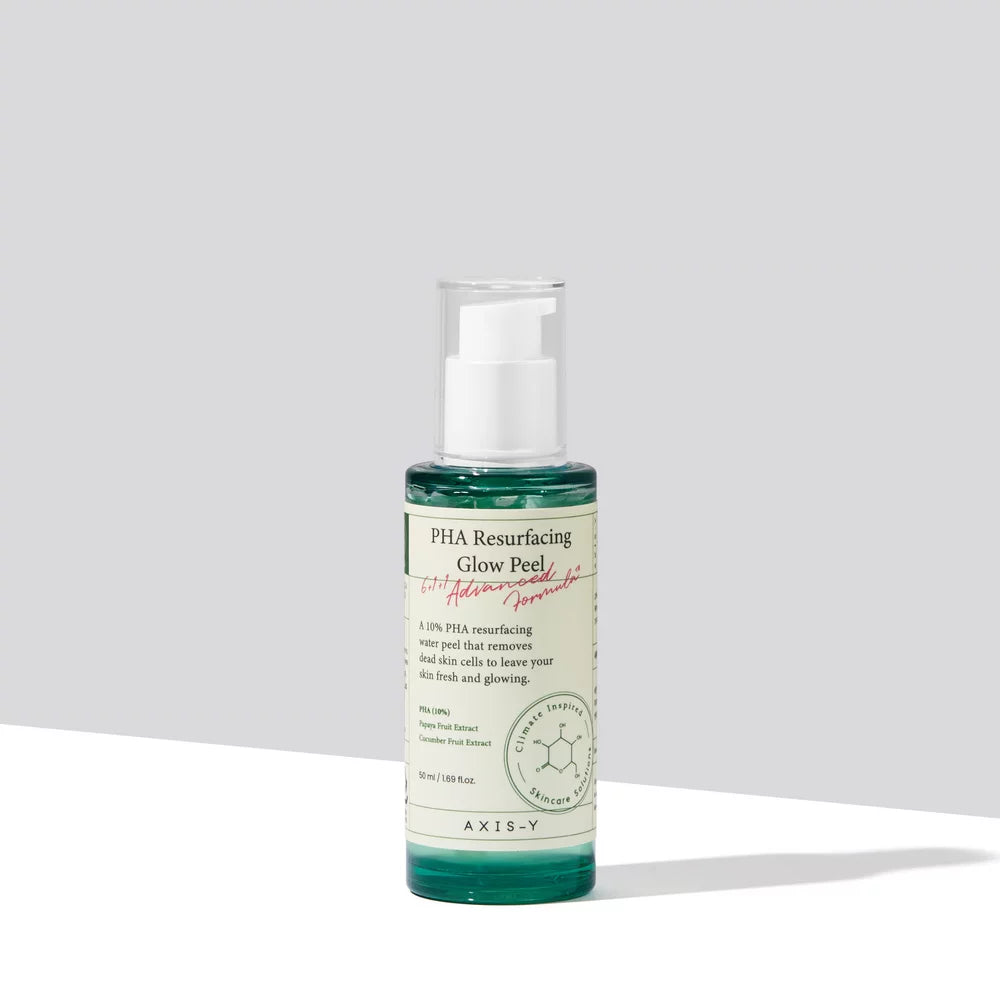 AXIS-Y PHA Resurfacing Glow Peel 50ml — Korean 10% PHA water peel with Papaya and Cucumber Extract for gentle dead skin removal and fresh glowing skin for sensitive skin types

