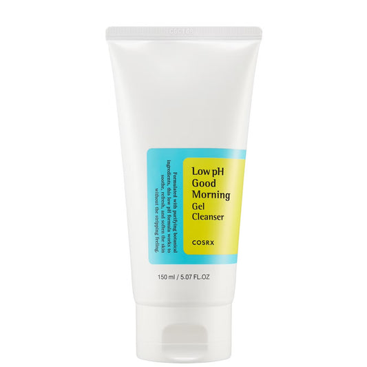 COSRX Low pH Good Morning Gel Cleanser 150ml — cult Korean low pH face wash with botanical ingredients that cleanses without stripping for healthy skin barrier
