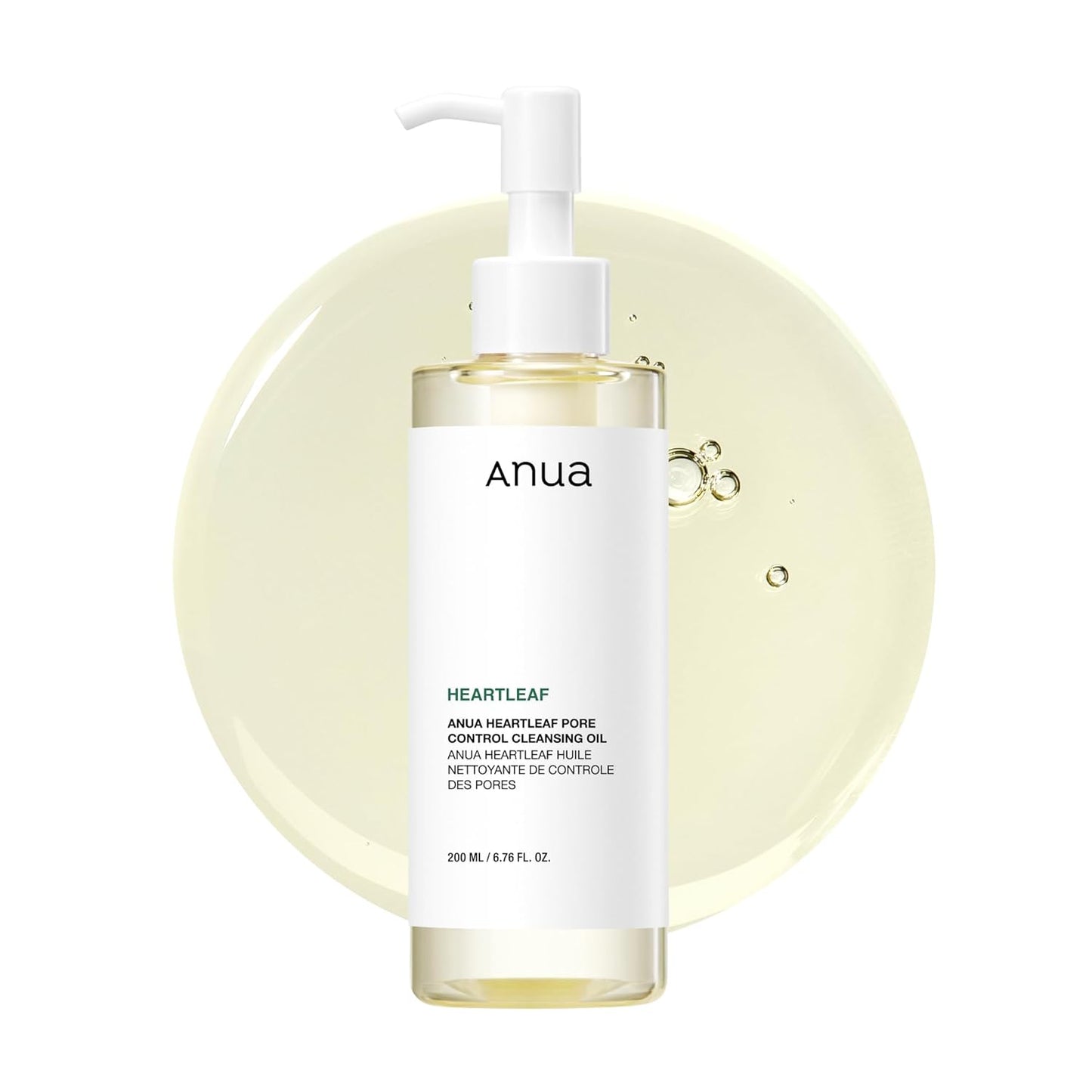 Anua Heartleaf Pore Control Cleansing Oil 200ml — Korean heartleaf cleansing oil for makeup and SPF removal with pore control and sebum calming for oily and acne-prone skin

