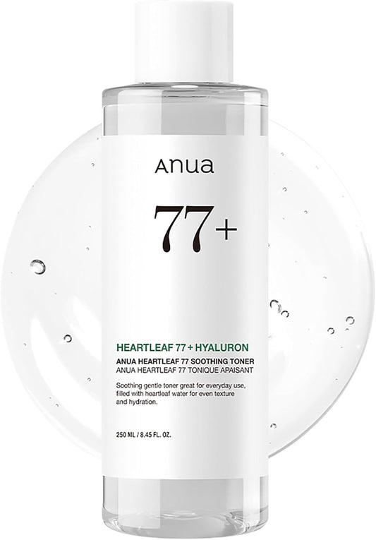 Anua Heartleaf 77 Soothing Toner 250ml — Korean calming toner with 77% heartleaf water and hyaluronic acid for sensitive, reactive and acne-prone skin
