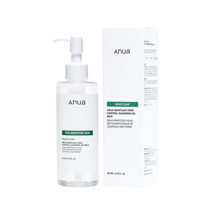Anua Heartleaf Pore Control Cleansing Oil Mild 200ml — Korean oil cleanser for sensitive and acne-prone skin
