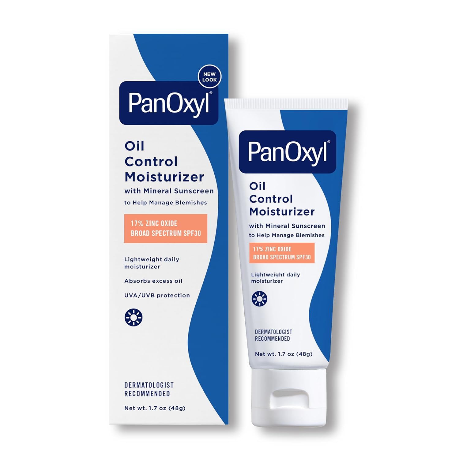 PanOxyl Oil Control Moisturizer with Mineral Sunscreen SPF30 48g — dermatologist recommended lightweight daily moisturiser with 17% Zinc Oxide for oily and acne-prone skin