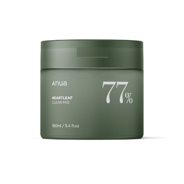 Anua Heartleaf 77% Clear Pad 160ml — Korean exfoliating toner pads with 77% heartleaf extract for clear pores, sebum control and smooth skin