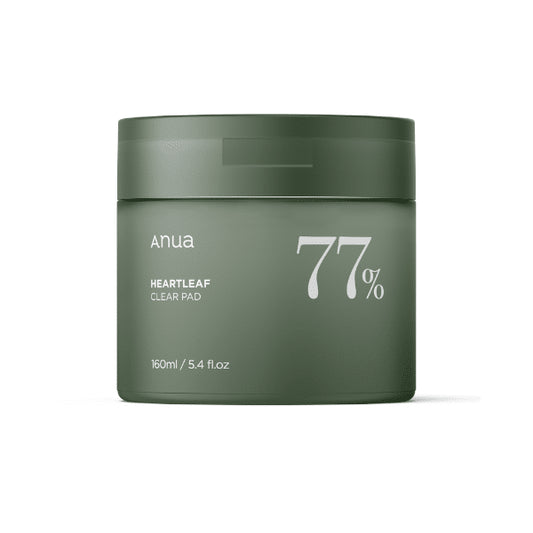Anua Heartleaf 77% Clear Pad 160ml — Korean exfoliating toner pads with 77% heartleaf extract for clear pores, sebum control and smooth skin