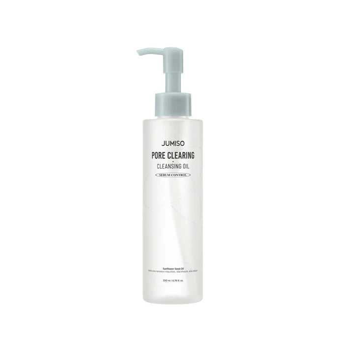 Jumiso Pore Clearing Cleansing Oil 200ml pump bottle — K-Beauty sebum control cleansing oil with Sunflower Seed Oil for oily and combination skin, removes makeup, impurities and blackheads

