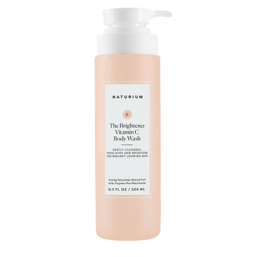 Naturium The Brightener Vitamin C Body Wash 500ml pump bottle — triple-action brightening body wash with Ascorbyl Glucoside, Natural Fruit Acids, Enzymes and Niacinamide for radiant even-toned skin
