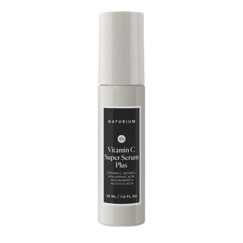 Naturium Vitamin C Super Serum Plus 30ml pump bottle — 5-in-1 brightening anti-ageing serum with Vitamin C, Retinol, Hyaluronic Acid, Niacinamide and Salicylic Acid for glowing, clear skin