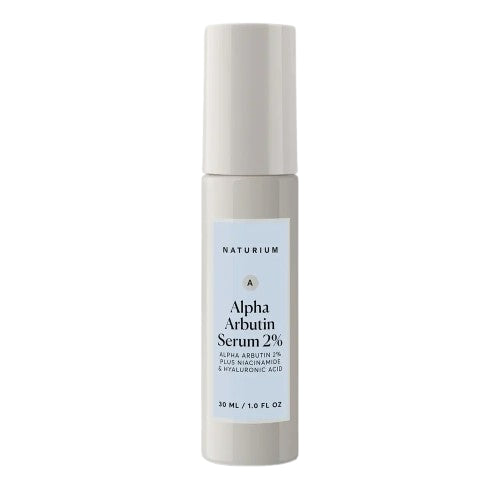Naturium Alpha Arbutin Serum 2% 30ml pump bottle — targeted dark spot correcting brightening serum with Alpha Arbutin 2%, Niacinamide and Hyaluronic Acid for all skin tones
