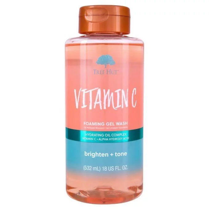 Tree Hut Vitamin C Foaming Gel Wash 532ml bottle — brighten + tone body wash with Vitamin C, Alpha Hydroxy Acid and Hydrating Oil Complex for brighter, even-toned and radiant body skin

