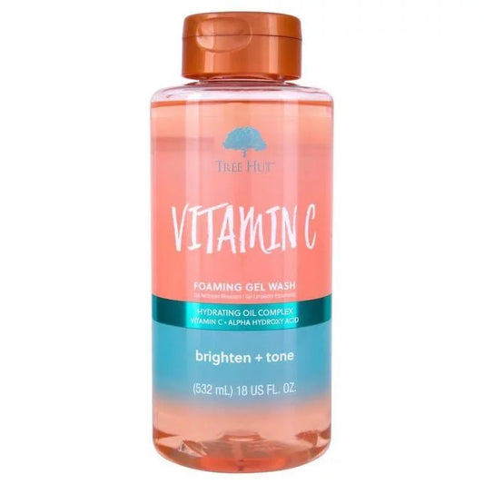 Tree Hut Vitamin C Foaming Gel Wash 532ml bottle — brighten + tone body wash with Vitamin C, Alpha Hydroxy Acid and Hydrating Oil Complex for brighter, even-toned and radiant body skin

