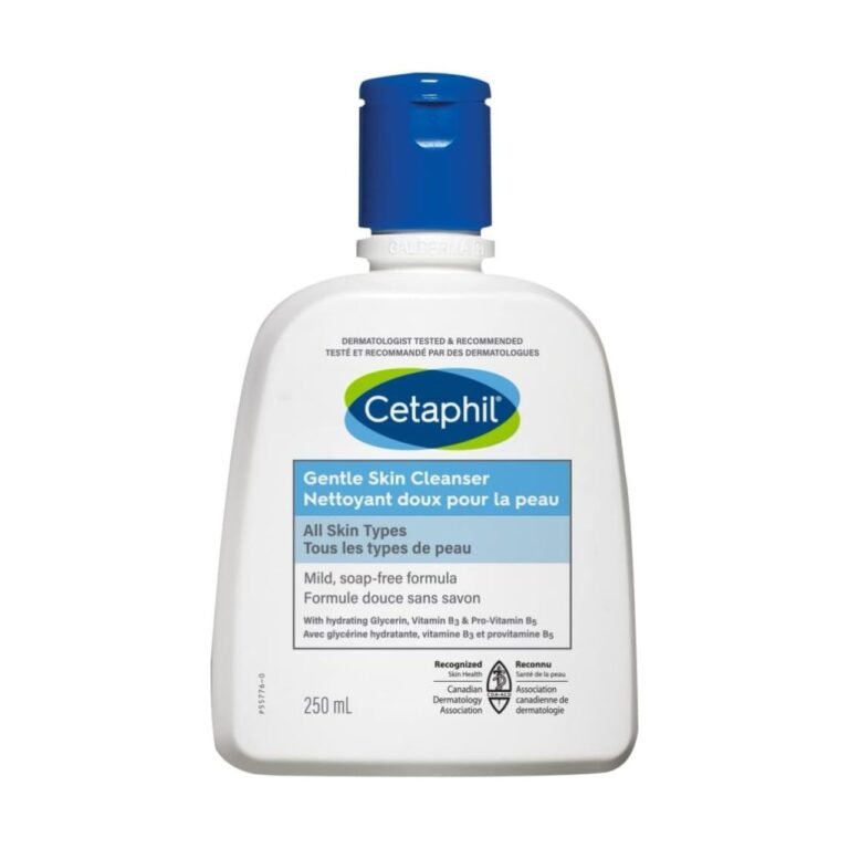 Cetaphil Gentle Skin Cleanser 250ml pump bottle — dermatologist-recommended soap-free cleanser with Glycerin and Niacinamide for sensitive, dry and reactive skin
