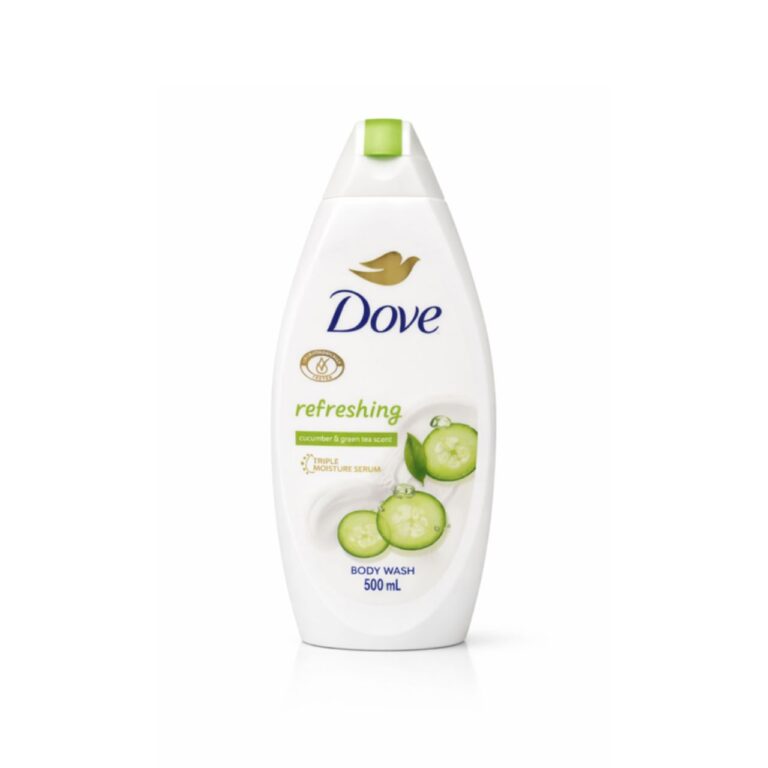 Dove Refreshing Body Wash Cucumber & Green Tea 500ml — crisp, revitalising body wash with Triple Moisture Serum for refreshed, moisturised skin with a cooling cucumber and green tea scent
