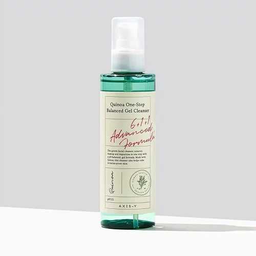 AXIS-Y Quinoa One-Step Balanced Gel Cleanser — Korean pH 5.5 balanced gel cleanser with Quinoa for one-step makeup removal and calming of all skin types
