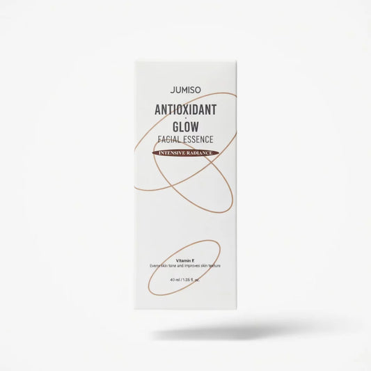 Jumiso Antioxidant Glow Facial Essence 40ml box — K-Beauty intensive radiance essence with Vitamin E that evens skin tone and improves texture for all skin types
