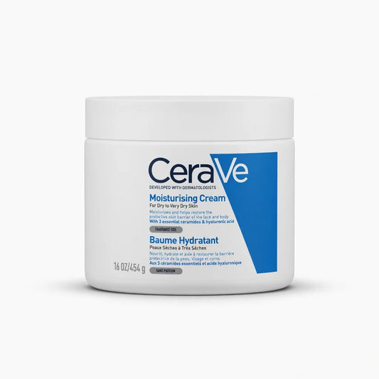 CeraVe Moisturising Cream 454g jar — dermatologist-developed fragrance-free moisturiser with 3 Essential Ceramides and Hyaluronic Acid for dry to very dry face and body skin
