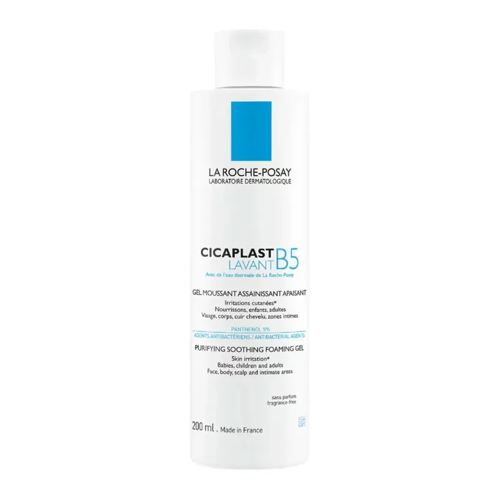 La Roche-Posay Cicaplast Lavant B5 Purifying Soothing Foaming Gel 200ml — fragrance-free cleanser with Panthenol 5% for babies, children and adults with sensitive or irritated skin

