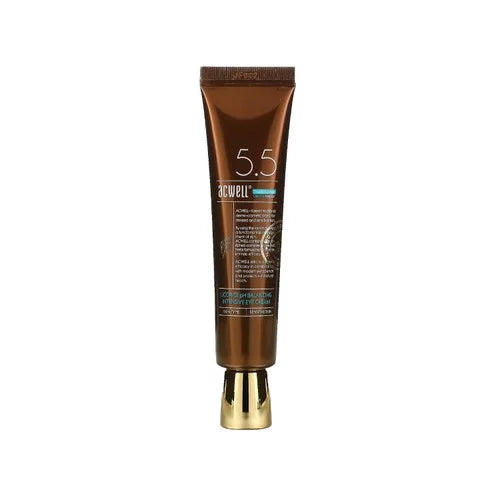 Acwell 5.5 Licorice pH Balancing Intensive Eye Cream 30ml in a bronze tube with gold applicator tip — K-beauty brightening eye cream with Licorice Water, Caffeine, and Peptides for dark circles and puffiness
