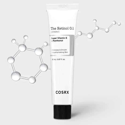 COSRX The Retinol 0.1 Cream 20ml tube — K-Beauty anti-ageing retinol cream with Super Vitamin E and Panthenol for firmness, smooth texture and youthful-looking skin
