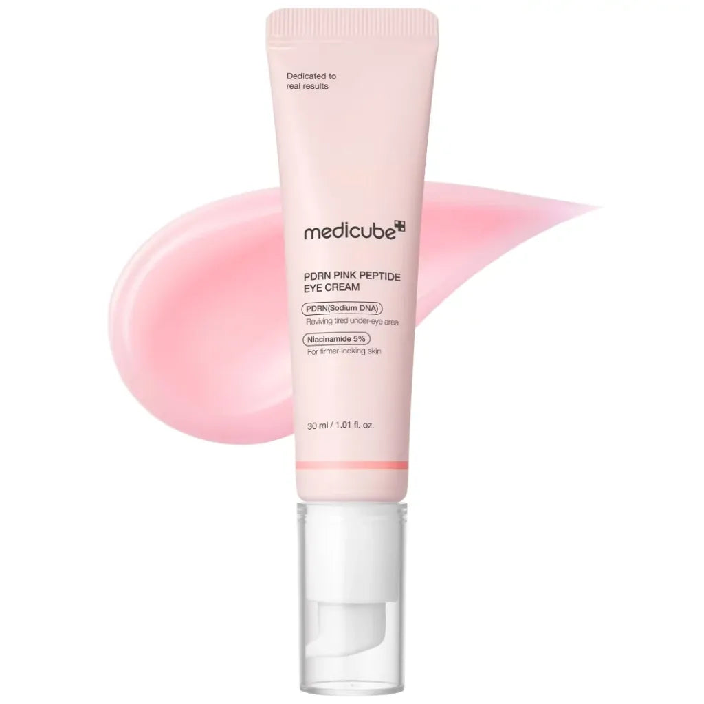 Medicube PDRN Pink Peptide Eye Cream 30ml — Korean PDRN and Niacinamide 5% eye cream for dark circles, tired under-eye revival and firming of the eye area
