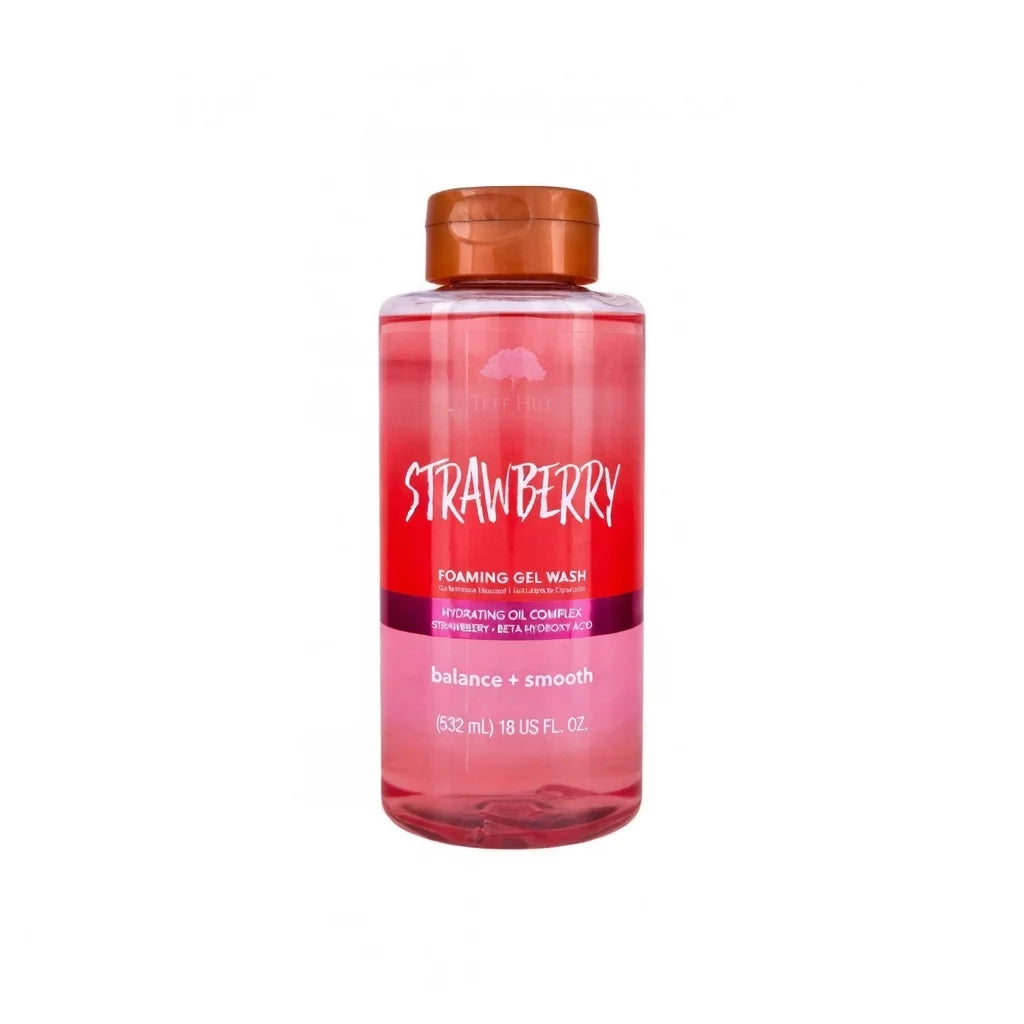 Tree Hut Strawberry Foaming Gel Wash 532ml bottle — balance + smooth body wash with BHA, Strawberry Extract and Hydrating Oil Complex for smoother, softer and balanced body skin
