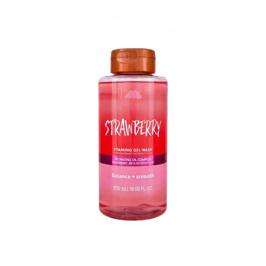 Tree Hut Strawberry Foaming Gel Wash 532ml bottle — balance + smooth body wash with BHA, Strawberry Extract and Hydrating Oil Complex for smoother, softer and balanced body skin
