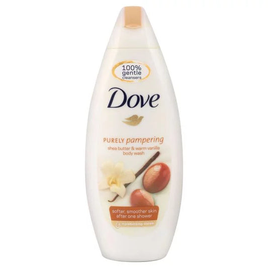 Dove Purely Pampering Body Wash Shea Butter & Warm Vanilla — nourishing body wash with Moisturising Cream and 100% gentle cleansers for softer smoother skin after one shower
