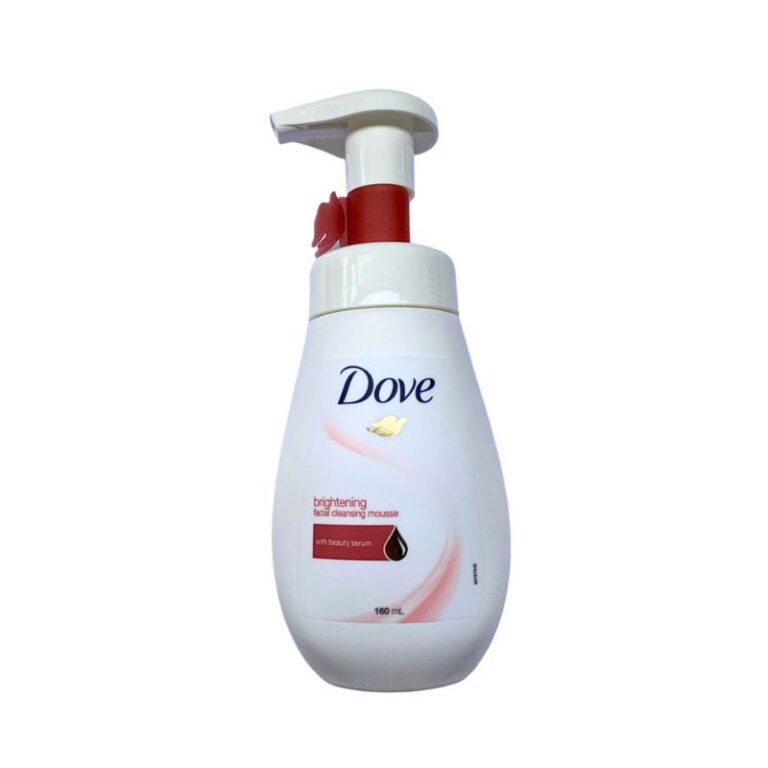 Dove Brightening Facial Cleansing Mousse with Beauty Serum 160ml pump bottle — gentle brightening face cleanser that progressively evens skin tone and adds radiance with every wash
