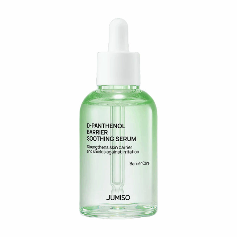 Jumiso D-Panthenol Barrier Soothing Serum dropper bottle — K-Beauty barrier care serum with D-Panthenol that strengthens the skin barrier and shields against irritation for sensitive skin
