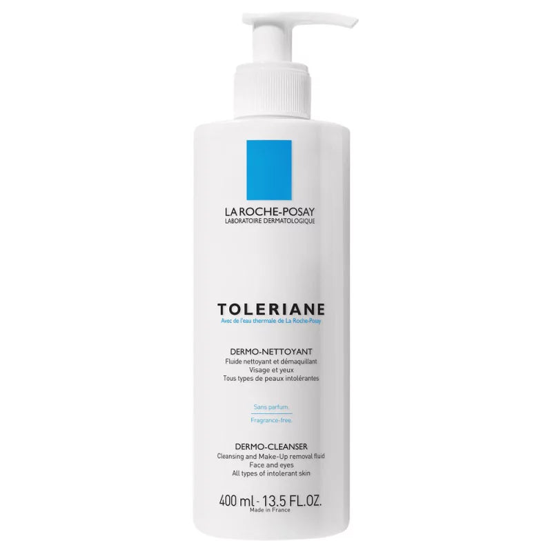 La Roche-Posay Toleriane Dermo-Cleanser 400ml — fragrance-free dermatological cleansing and makeup removal fluid for face and eyes for all intolerant and hypersensitive skin types
