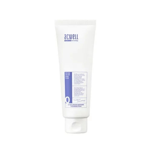Acwell pH Balancing Soothing Cleansing Foam 150ml white tube — K-beauty AHA BHA PHA foaming cleanser with Licorice Extract and Camphor Leaf at pH 5.5 for sensitive and troubled skin

